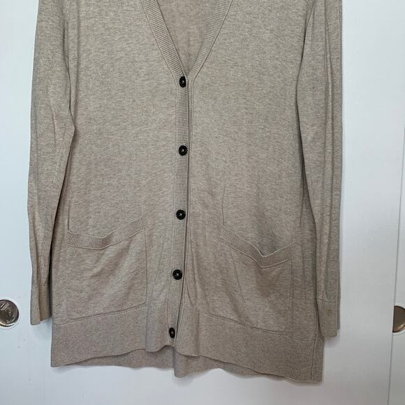 Abercrombie & Fitch women's tan long length button front cardigan sweater SZ XL - Picture 4 of 10